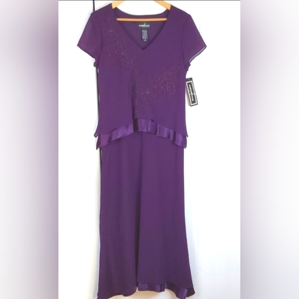 Positive Attitude Rich Purple Beaded Vintage Dead Stock Dress Romantic Sz.10P